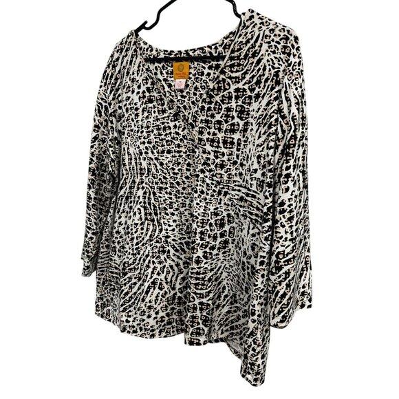 Ruby Rd. Womens Animal Print Long Sleeve Top Size 1X - Picture 3 of 8